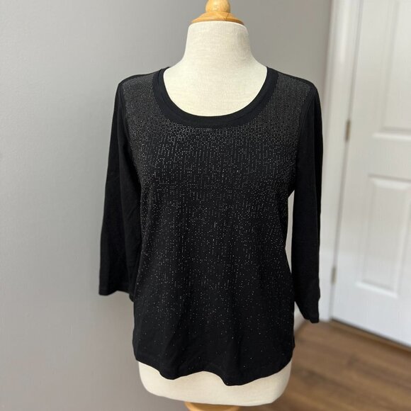 Chico's Zenergy Mini Stud Sparkle Black Top Sz 1 (8) - Picture 2 of 12